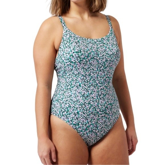 Nwt Athleta Hermosa One Piece Swimsuit Lavender Green Floral Size Large Upf 50+
